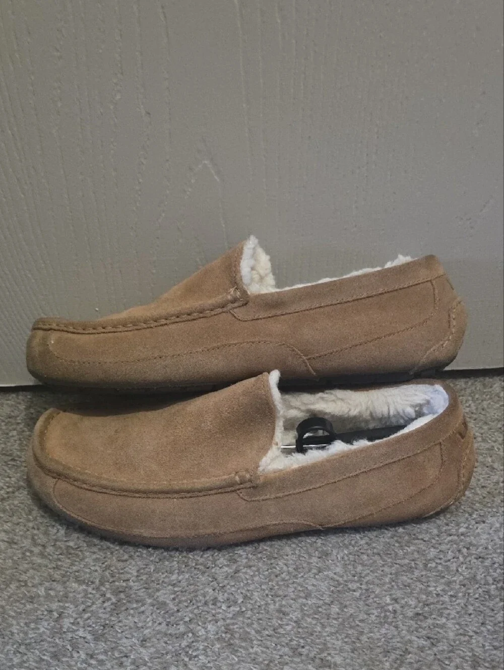 UGG Men's Chestnut Suede Slip-On Loafers with Shearling Lining